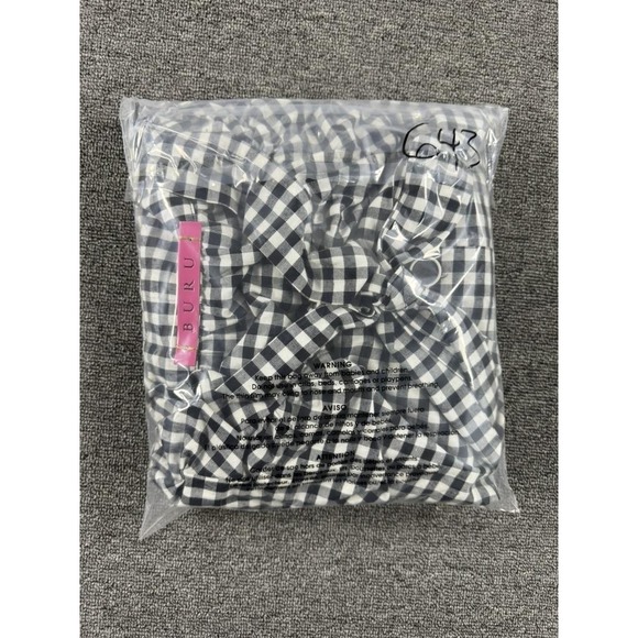 BURU Dress Womens Large Black White Gingham Bow Neck Button Front Made USA - Picture 10 of 10